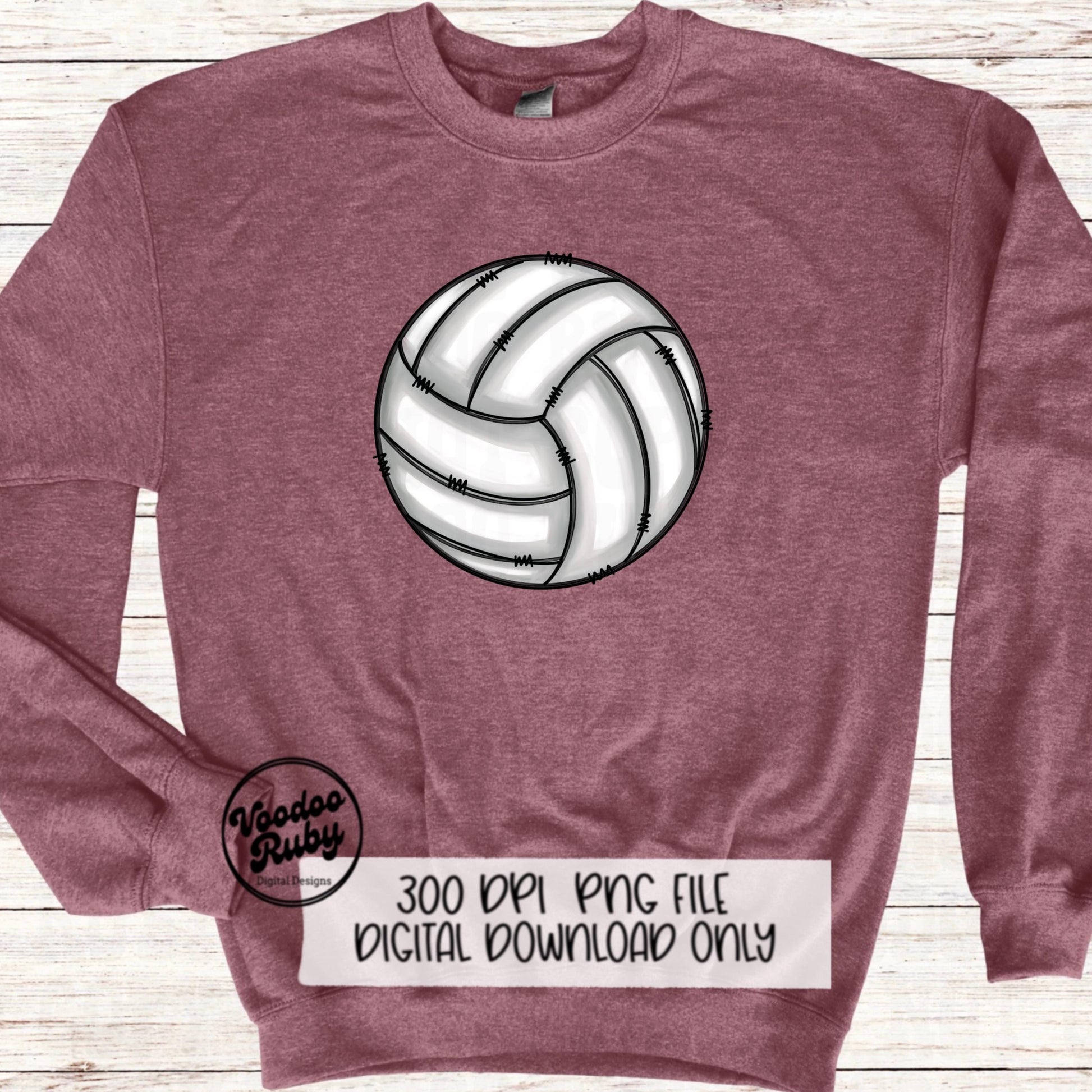 Volleyball PNG Hand Drawn Digital Download Volleyball Sublimation Volleyball DTF Printable Volleyball Doodle Design Clip Art