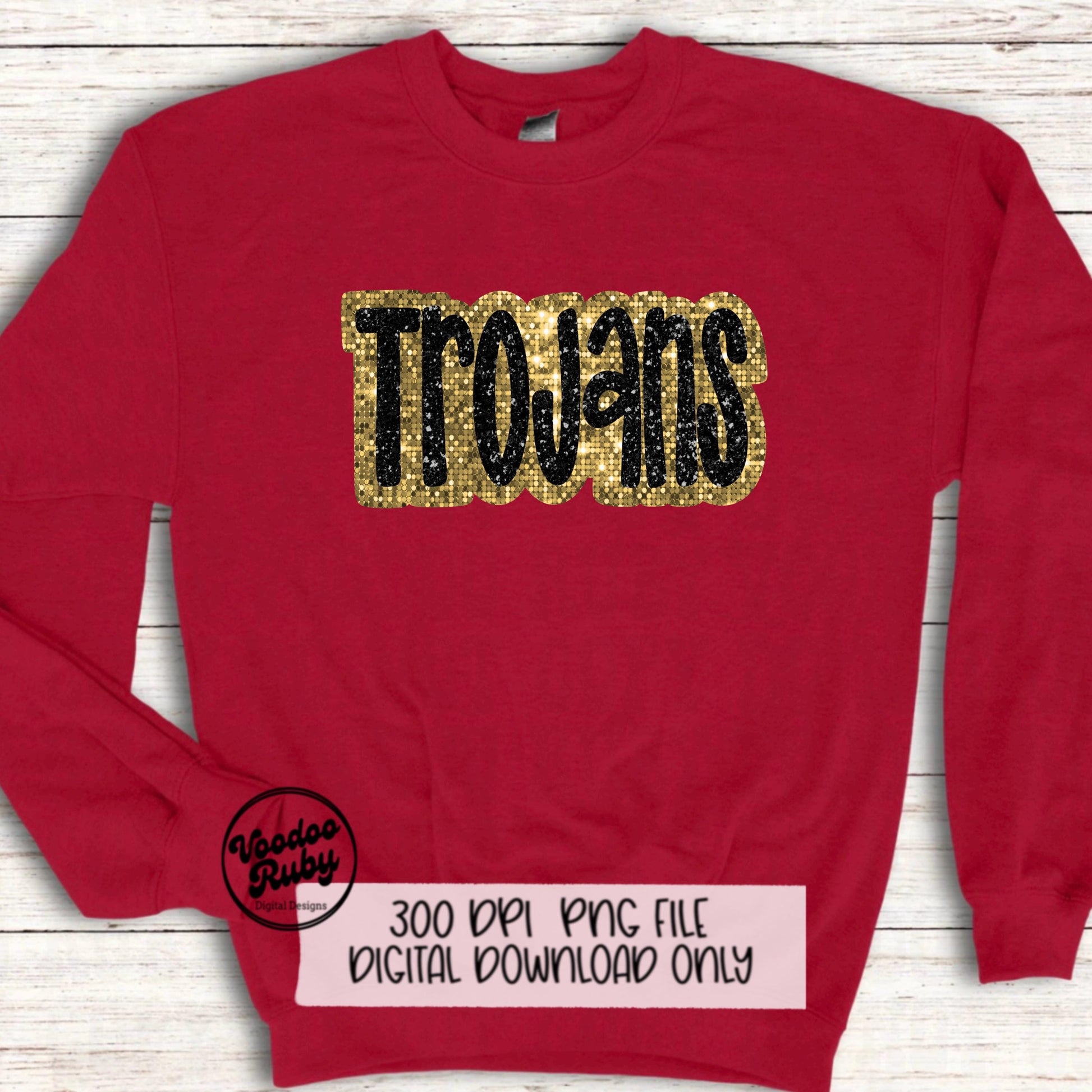 Sequin Trojans PNG Design Sublimation Hand Drawn Digital Download Faux Sequin Patch PNG Printable Faux Appliqué Glitter Trojans Football DTF
