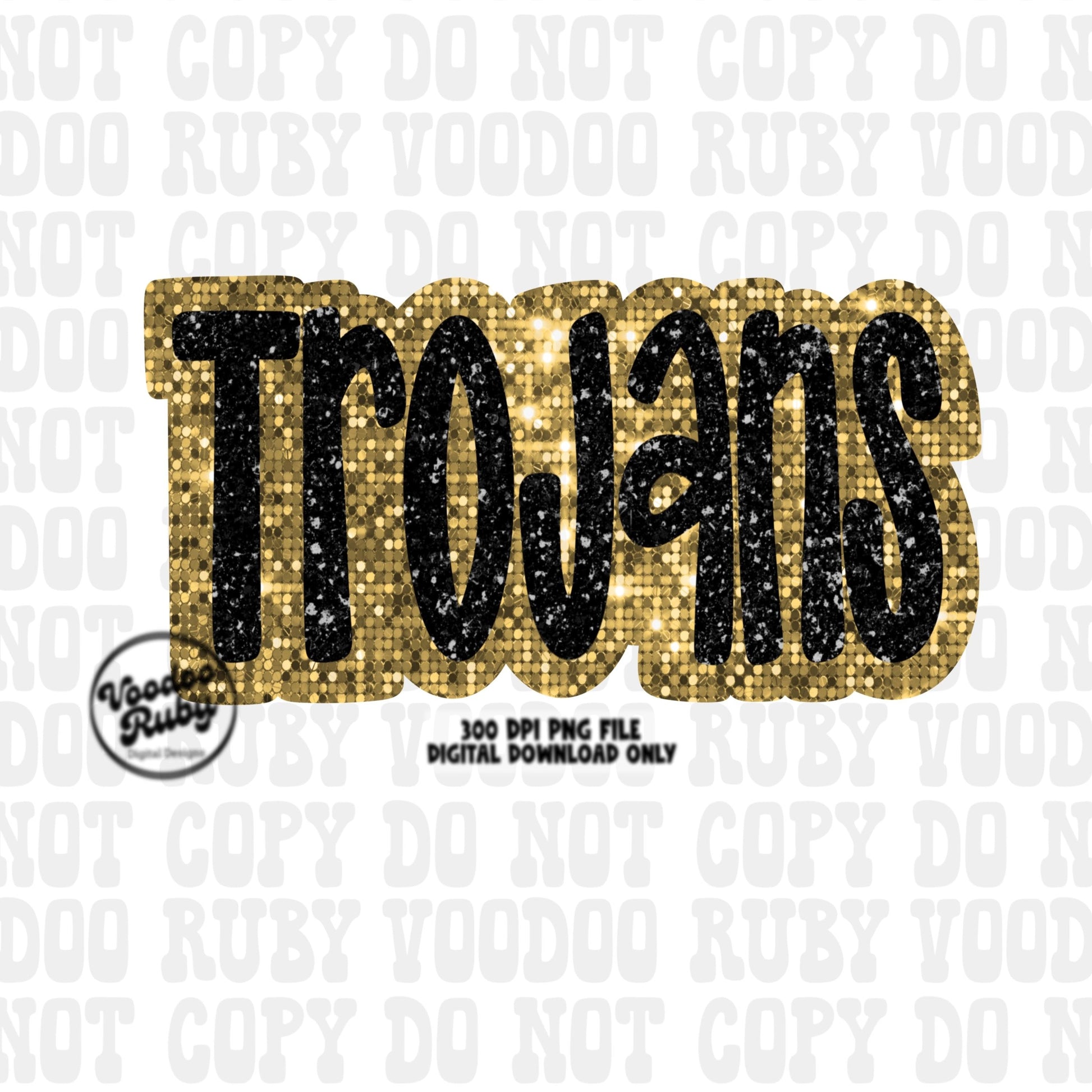 Sequin Trojans PNG Design Sublimation Hand Drawn Digital Download Faux Sequin Patch PNG Printable Faux Appliqué Glitter Trojans Football DTF
