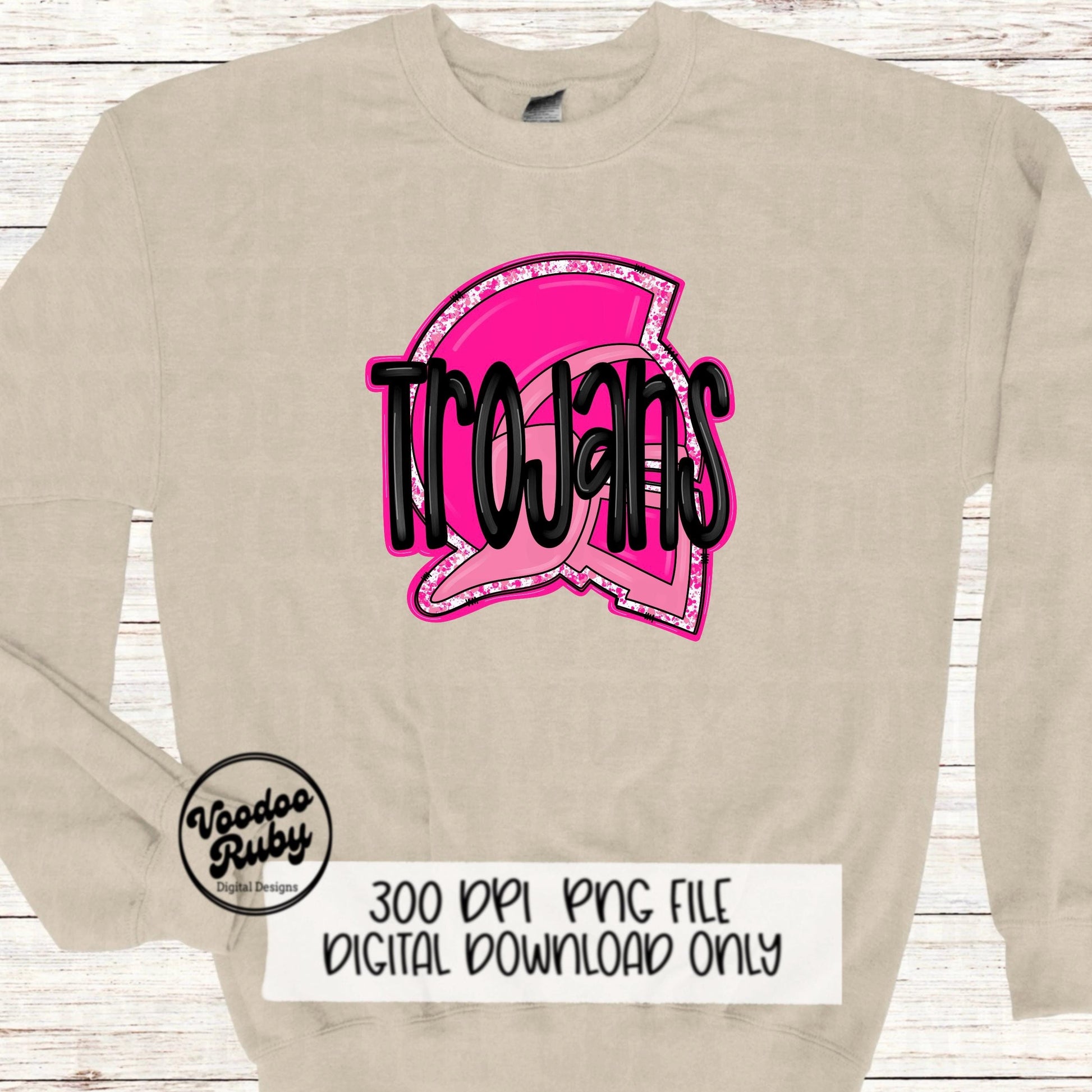Trojans PNG Design Sublimation Hand Drawn Digital Download Football PNG Trojans Design Pink Trojans Football DTF Printable