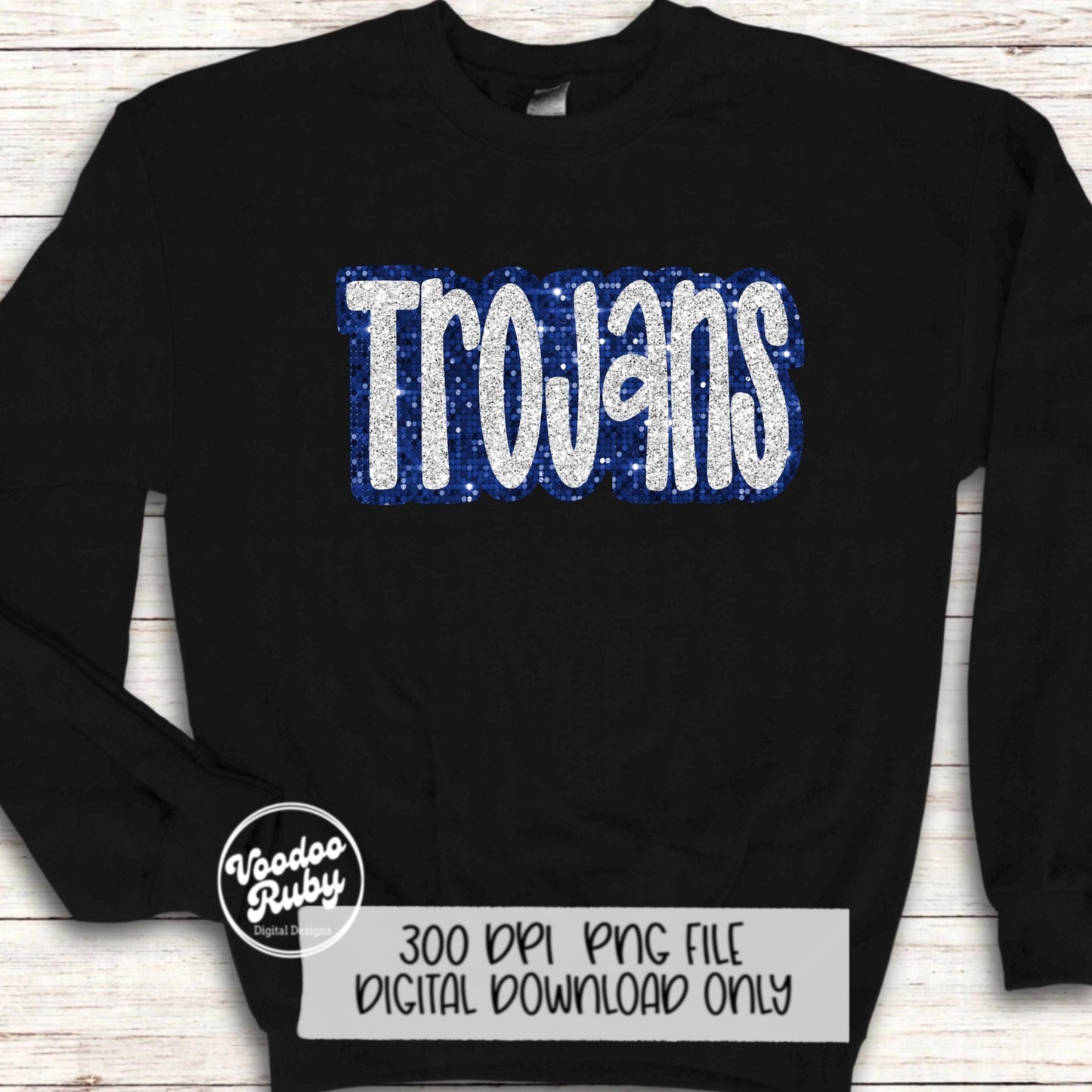 Trojans PNG Design Sequins Glitter Hand Drawn Digital Download Faux Sequins Patch PNG Printable Clip Art Faux Appliqué Trojans Football DTF