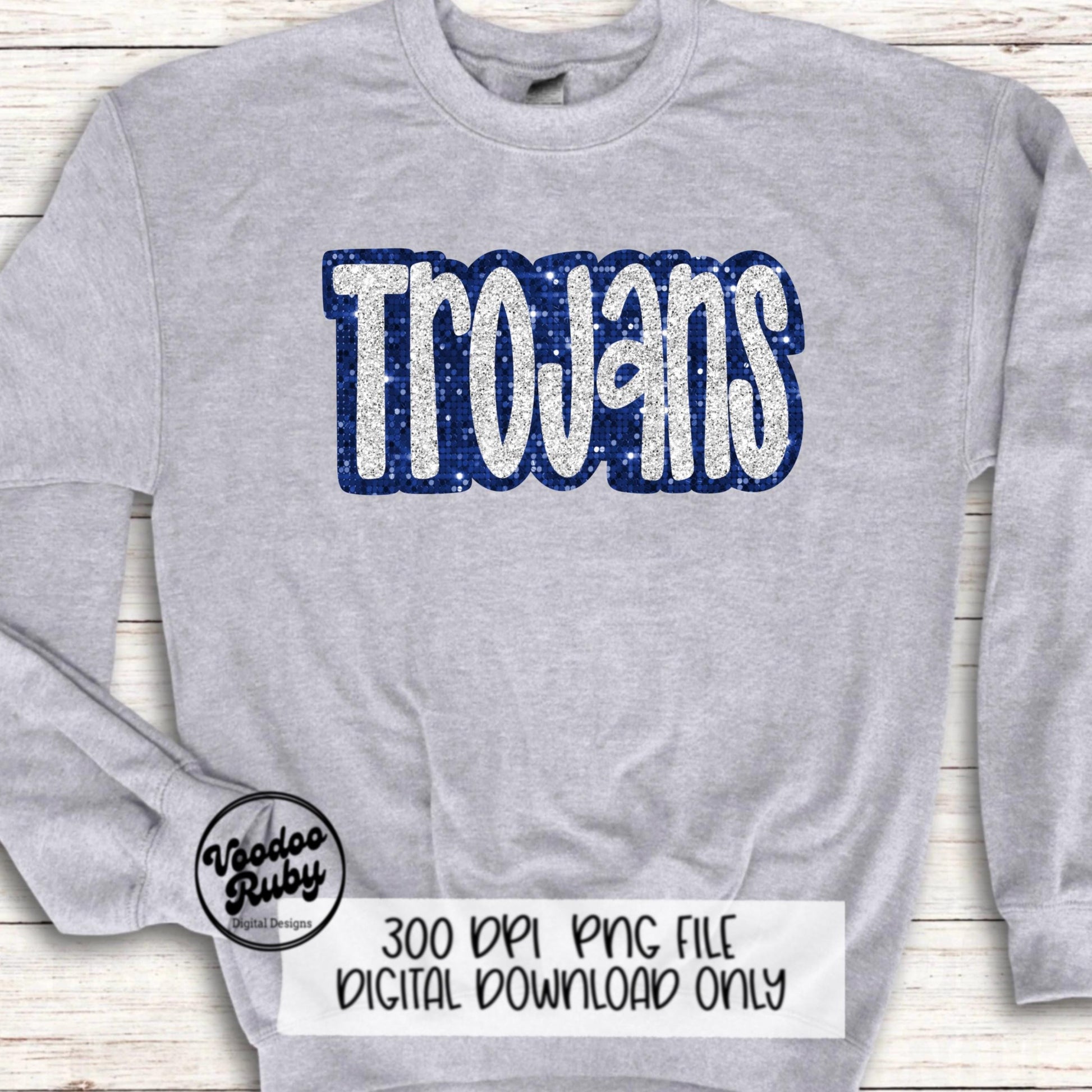 Trojans PNG Design Sequins Glitter Hand Drawn Digital Download Faux Sequins Patch PNG Printable Clip Art Faux Appliqué Trojans Football DTF