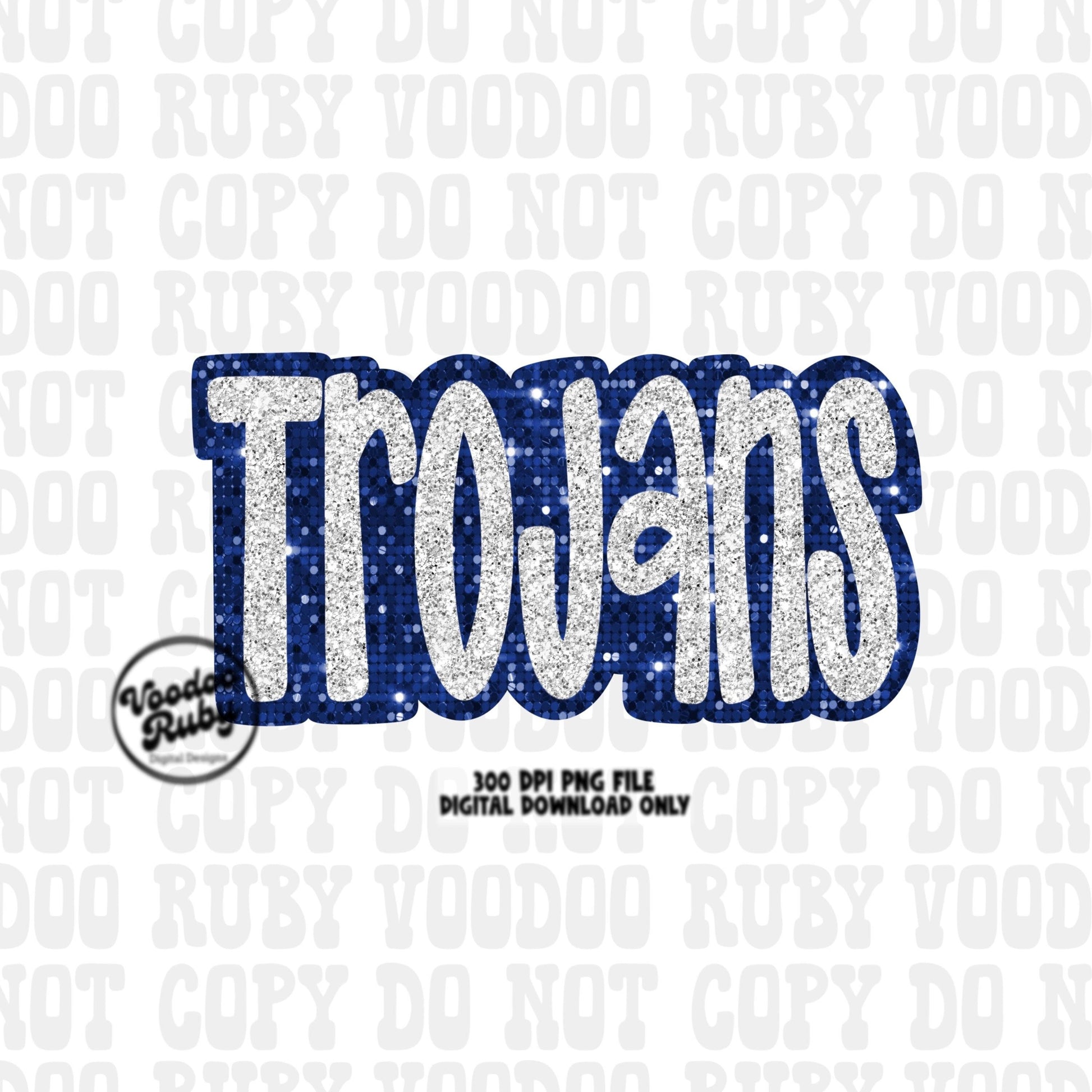 Trojans PNG Design Sequins Glitter Hand Drawn Digital Download Faux Sequins Patch PNG Printable Clip Art Faux Appliqué Trojans Football DTF