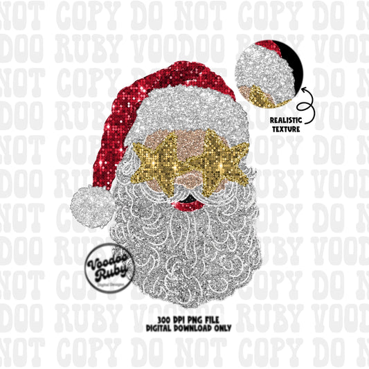 Sequin Santa PNG Design Christmas PNG Faux Sequins DTF Christmas Glitter Sublimation Digital Design Download Clip Art Sequin Santa dtf