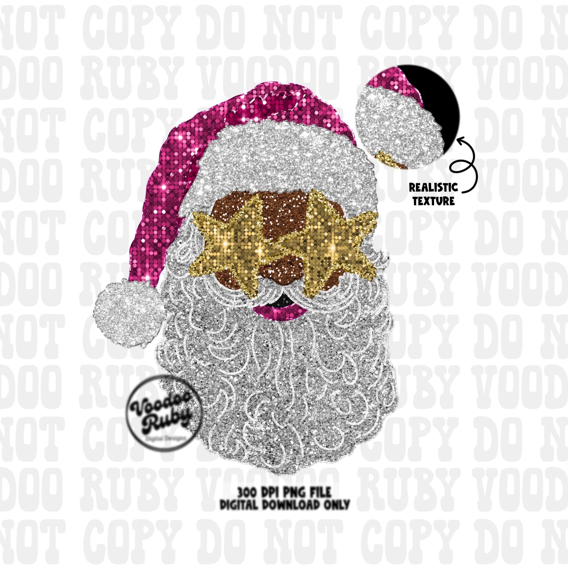 Sequin Pink Santa PNG Design Christmas PNG Faux Sequins DTF Christmas Glitter Sublimation Digital Design Download African American Santa png