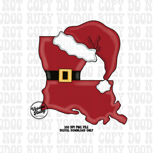 Louisiana Santa Sublimation Design: Hand-Drawn Cajun Christmas PNG (Digital Download