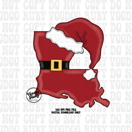 Louisiana Santa Sublimation Hand Drawn Digital Design Download Louisiana Christmas PNG Printable Santa Clip Art Cajun Santa PNG DTF