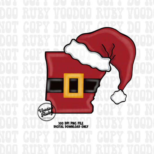 Arkansas Santa Sublimation Hand Drawn Digital Design Download Arkansas Christmas PNG Printable Santa Clip Art Arkansas Santa PNG DTF