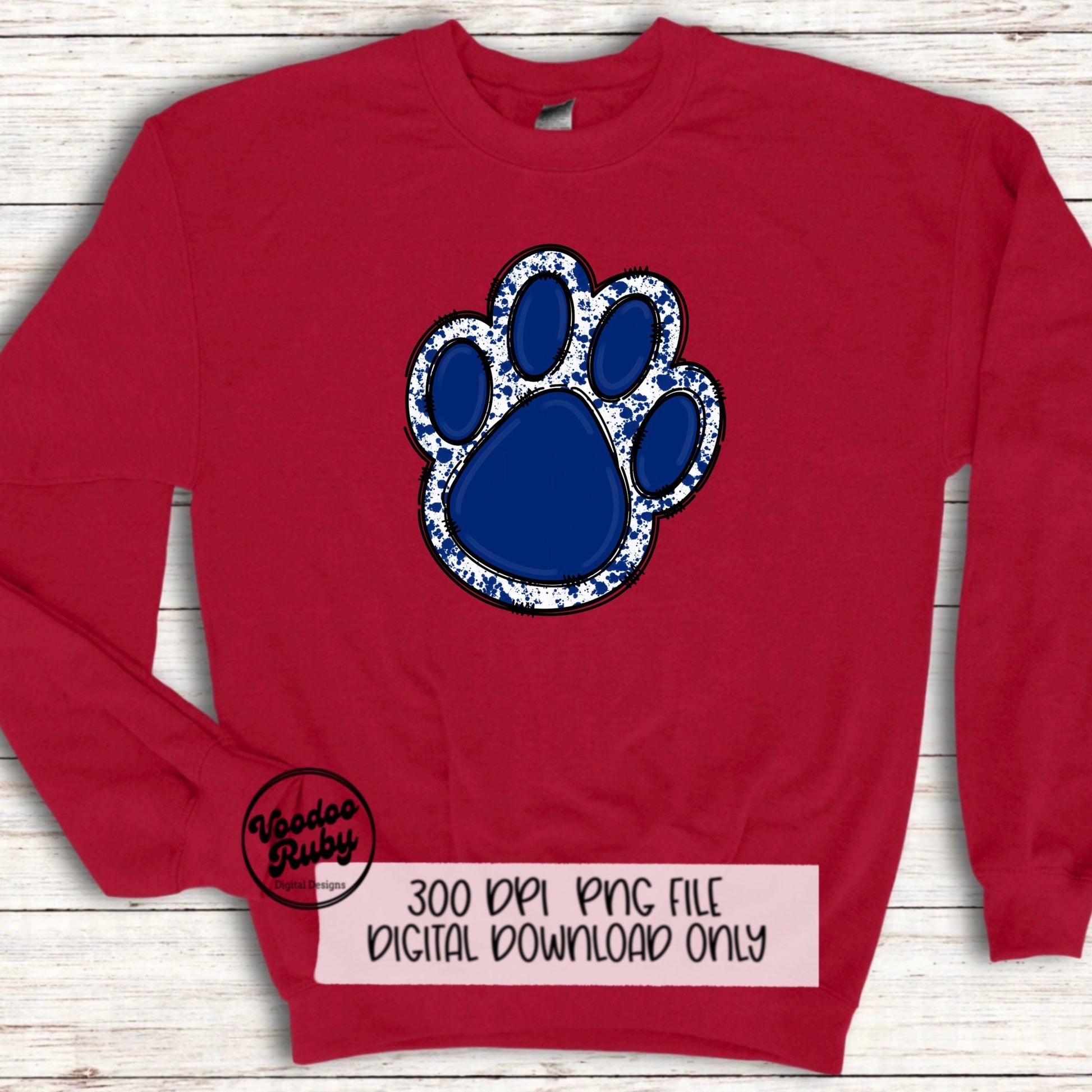 Blue Paw PNG Design Sublimation Hand Drawn Digital Download Sublimation Blanks Blue Paw Print PNG DTF Printable Mascot Clip Art