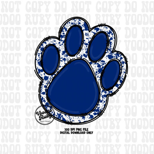 Blue Paw PNG Design Sublimation Hand Drawn Digital Download Sublimation Blanks Blue Paw Print PNG DTF Printable Mascot Clip Art