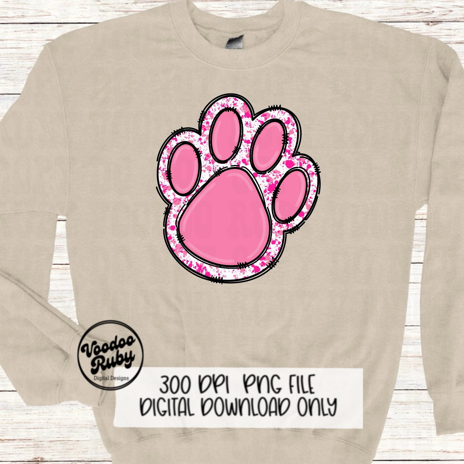 Pink Paw PNG Design Sublimation Hand Drawn Digital Download Pink Football png Pink Paw Print Pink October Awareness DTF Mascot Printable