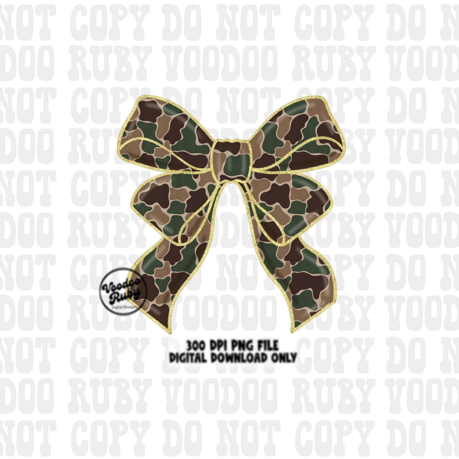 Camo Coquette Glitter Bow PNG Design Sublimation Hand Drawn Digital Download Hunting Camo Girly Camo DTF Ribbon Clip Art Hand Drawn Sparkle