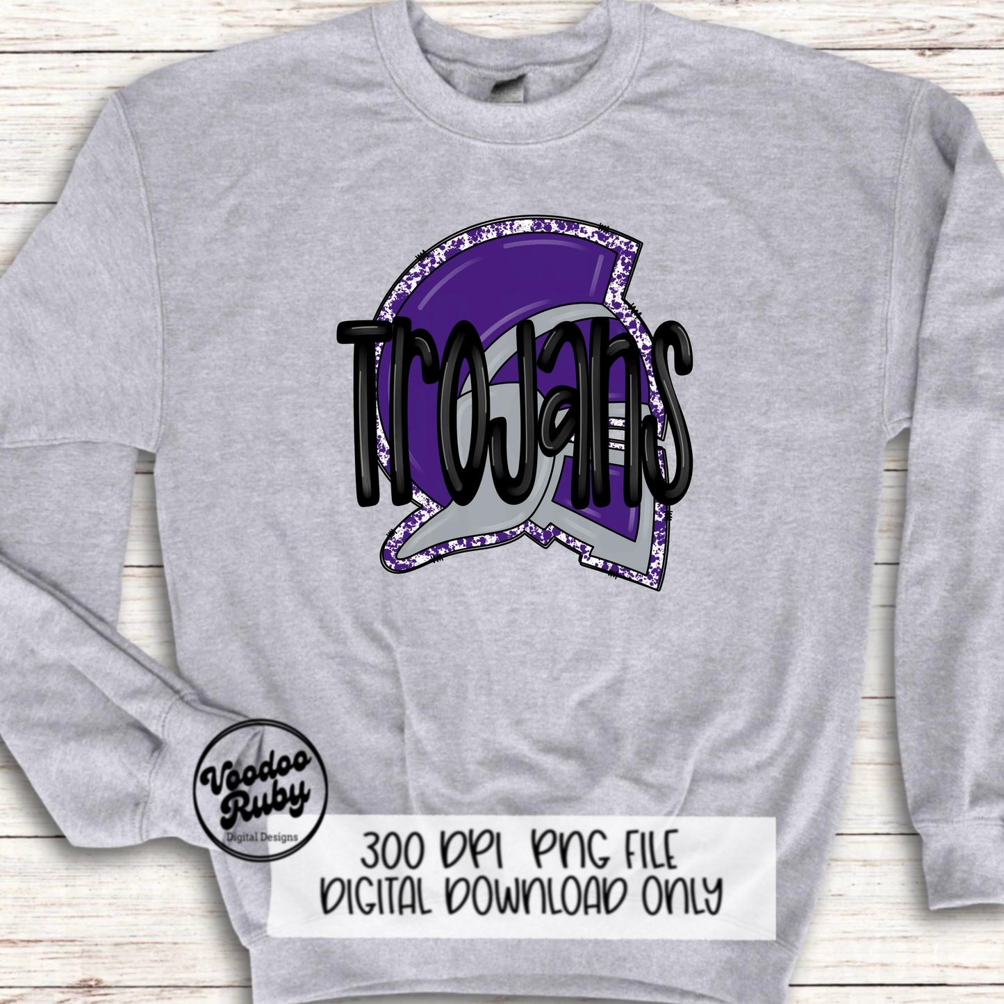 Trojans PNG Design Sublimation Hand Drawn Digital Download Football PNG Trojans Design Purple Trojans Football DTF Printable