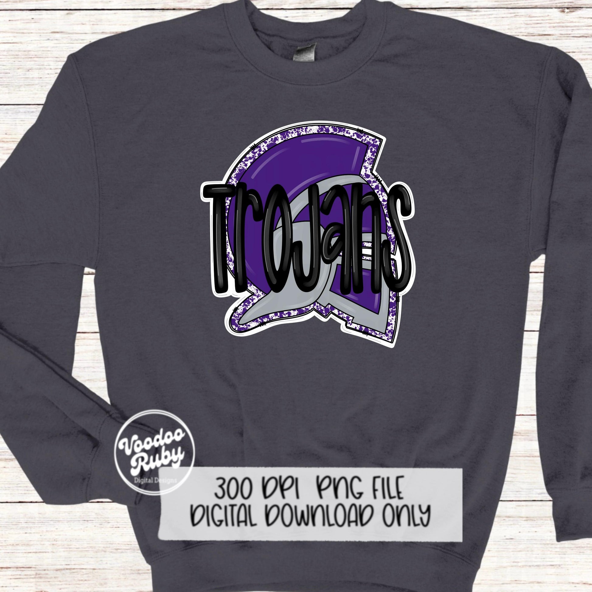 Trojans PNG Design Sublimation Hand Drawn Digital Download Football PNG Trojans Design Purple Trojans Football DTF Printable