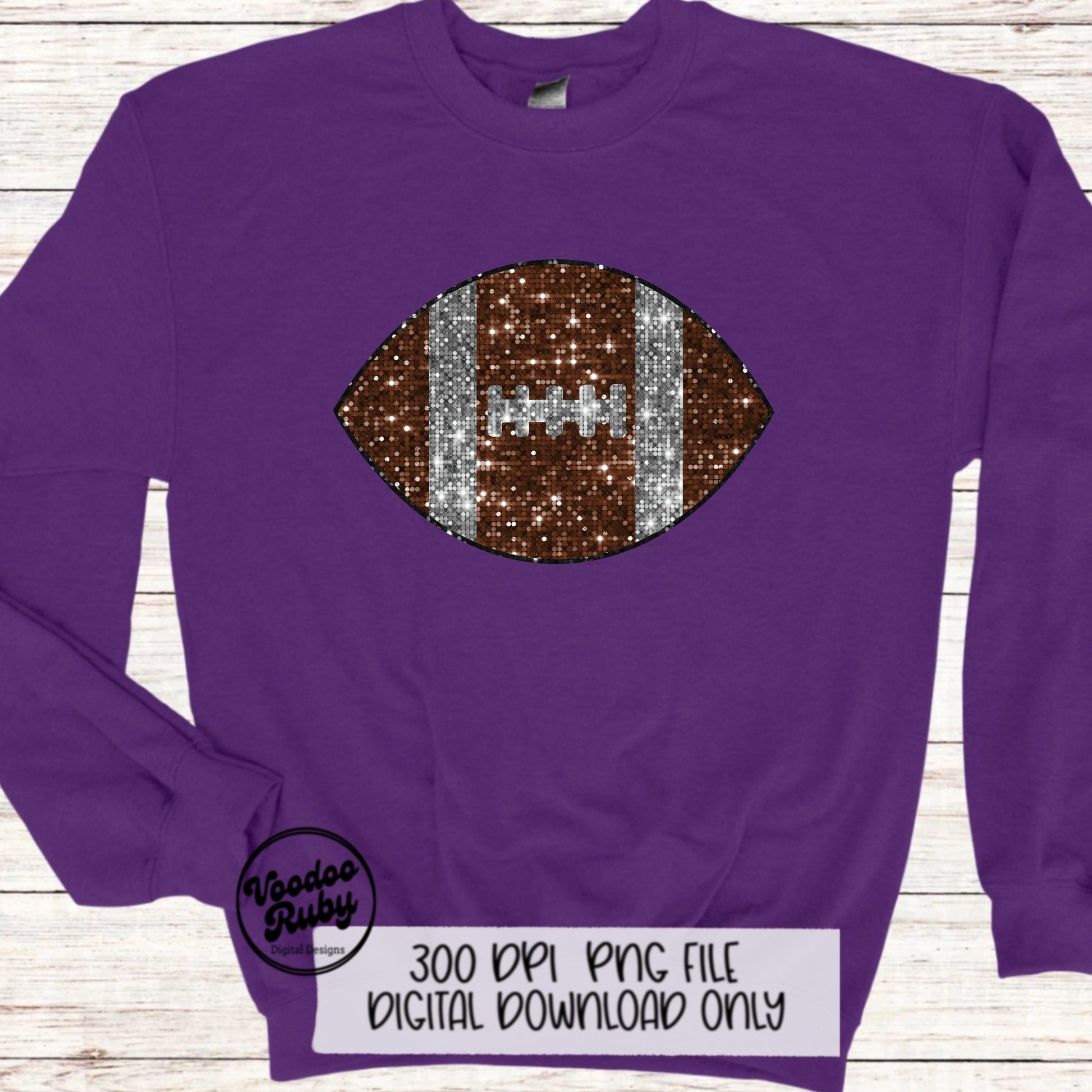 Sequin Football PNG Design Sequins PNG Hand Drawn Digital Download Faux Embroidery png Football DTF Printable