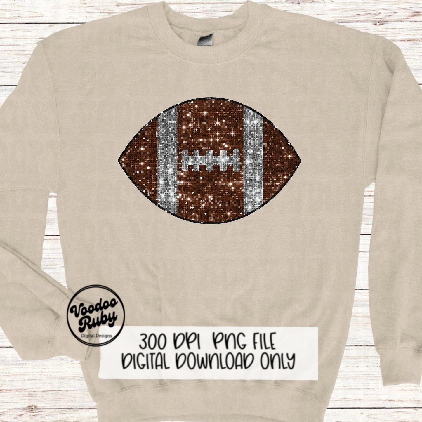 Sequin Football PNG Design Sequins PNG Hand Drawn Digital Download Faux Embroidery png Football DTF Printable