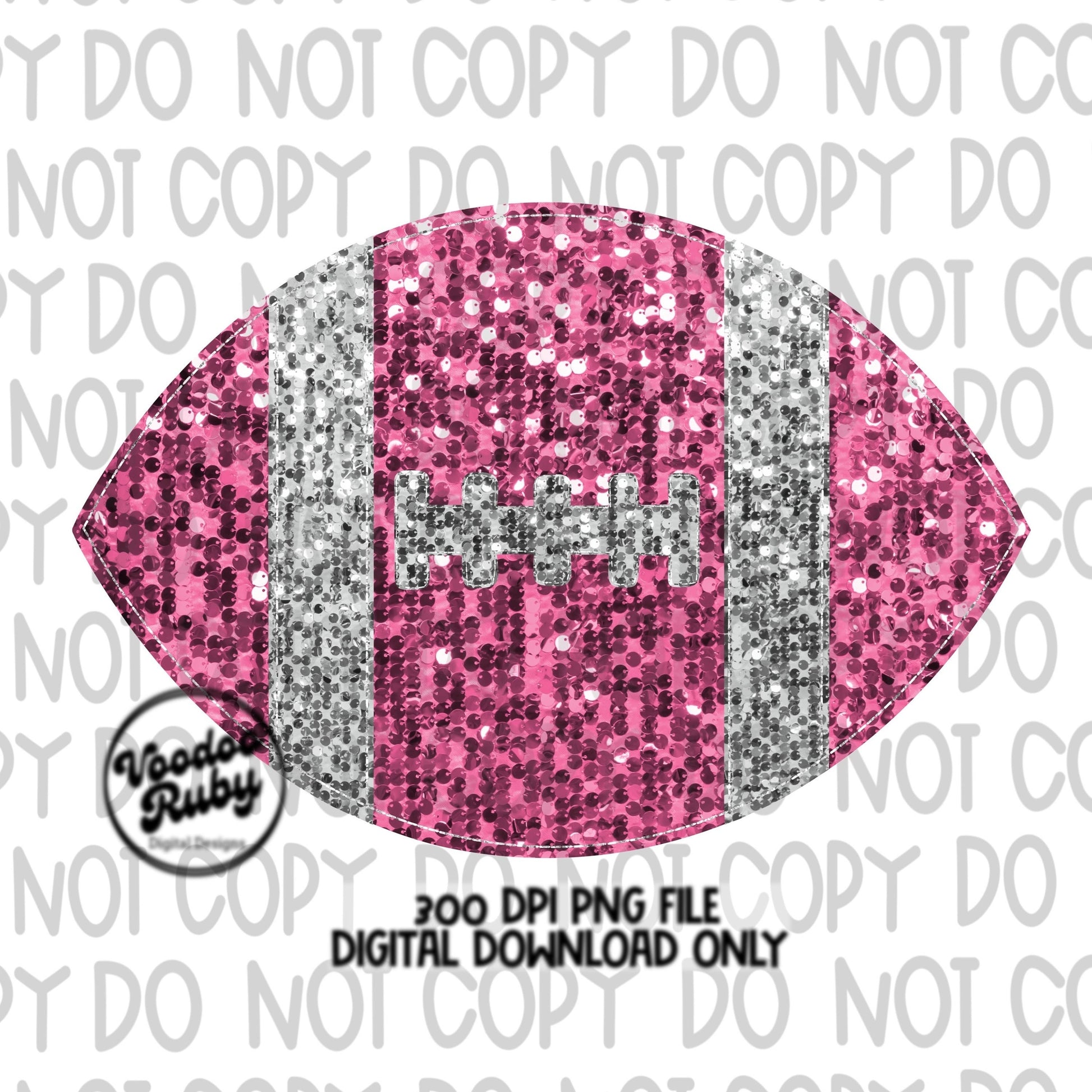 Pink Sequin Football PNG: Glitter Sublimation Design (Digital Download)