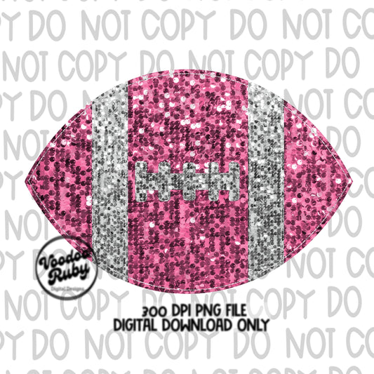 Pink Sequin Football PNG: Glitter Sublimation Design (Digital Download)
