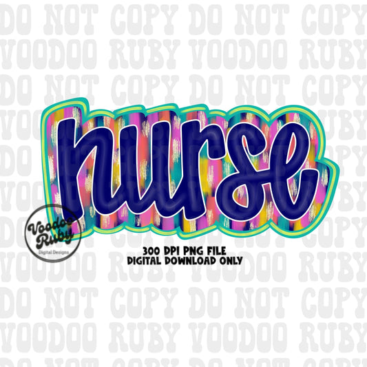 Nurse PNG Design Sublimation Hand Drawn Digital Download RN PNG Nurse Printable Nurse Clip Art Colorful png Nurse Dtf