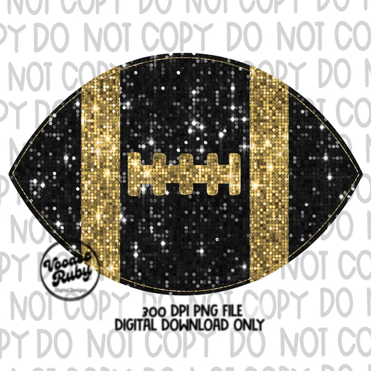 Sequin Football PNG Design Glitter Hand Drawn Digital Download Faux Sequins Patch PNG Printable Clip Art Faux Appliqué Football DTF