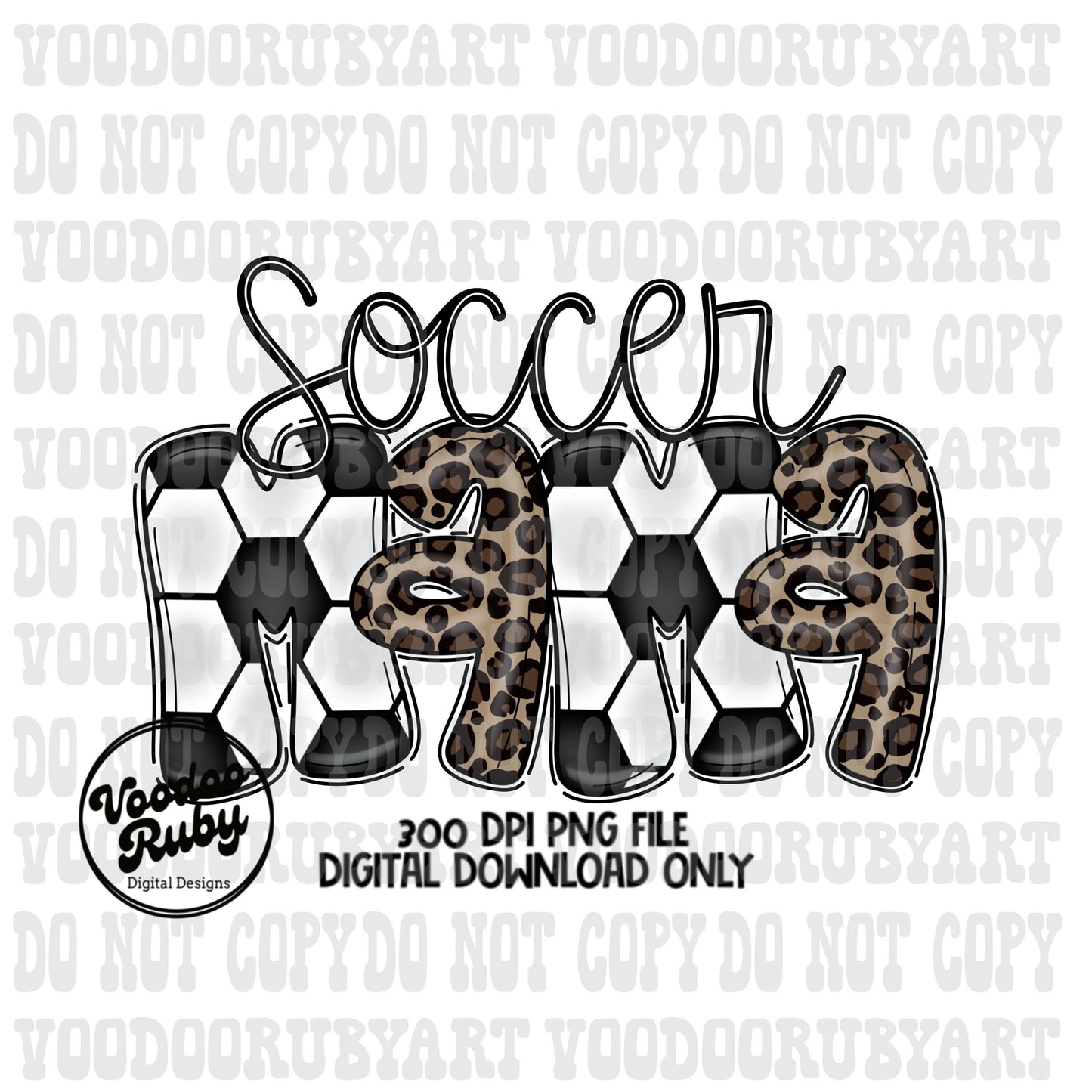 Leopard Soccer Mama PNG: Hand-Drawn Design (Digital Download