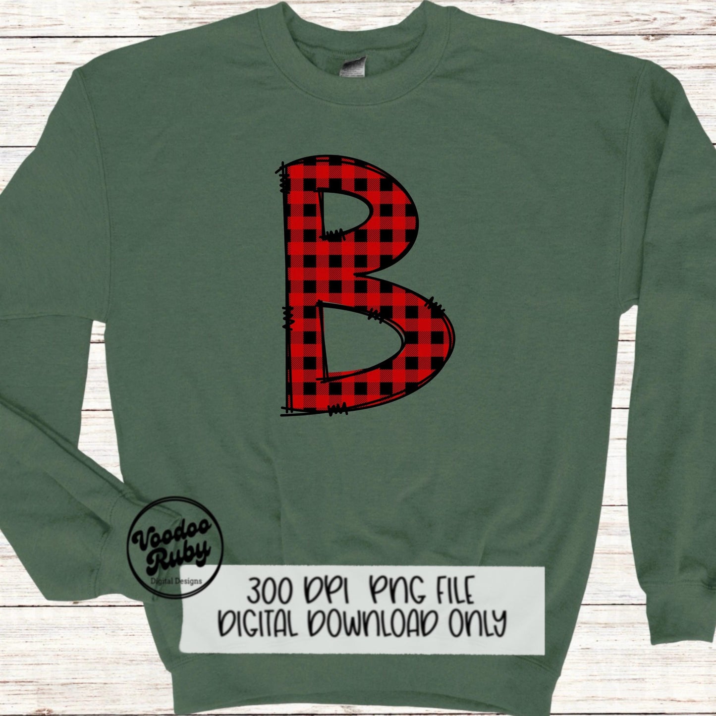 Christmas Alphabet PNG Bundle: Buffalo Plaid Doodle Letters (Digital Download