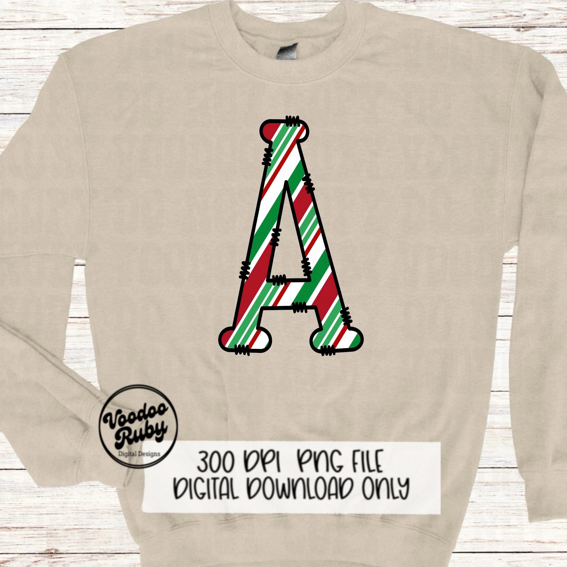 Christmas Sublimation | Alphabet PNG Bundle | Candy Cane PNG | Doodle Letters | Hand Drawn Alpha Pack Digital Download | Candy Cane Print