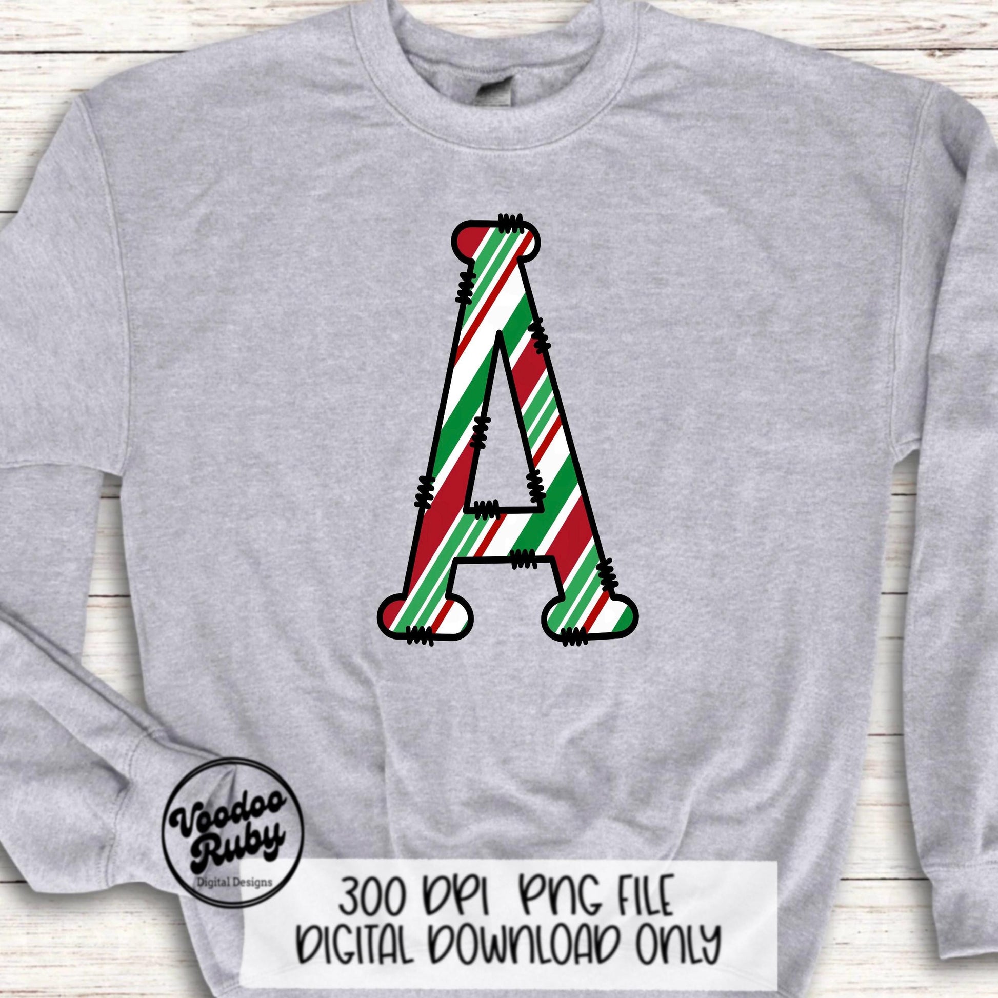 Christmas Sublimation | Alphabet PNG Bundle | Candy Cane PNG | Doodle Letters | Hand Drawn Alpha Pack Digital Download | Candy Cane Print