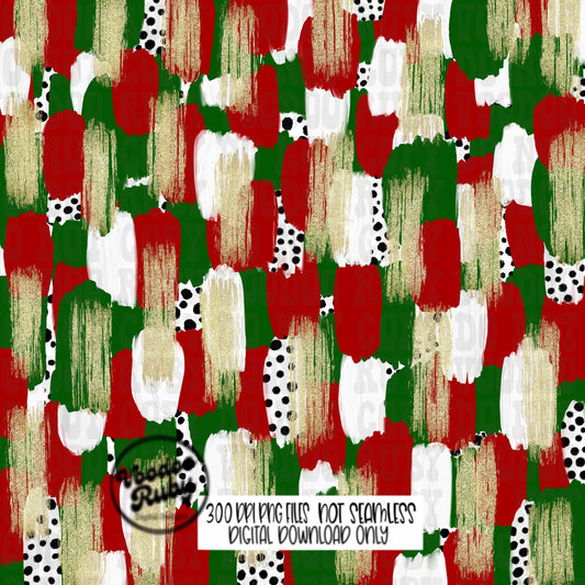 Christmas Brushstroke Background PNG Sublimation Digital Paper Hand Drawn Digital Download Gold Glitter Red Green Brush Strokes Messy Paint