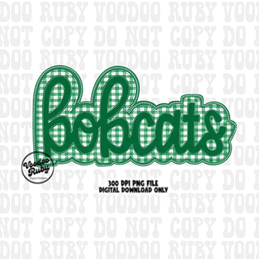 Bobcats PNG Design Embroidery Faux Applique Hand Drawn Digital Download Sublimation Bobcats PNG Football png Green Bobcats DTF Printable