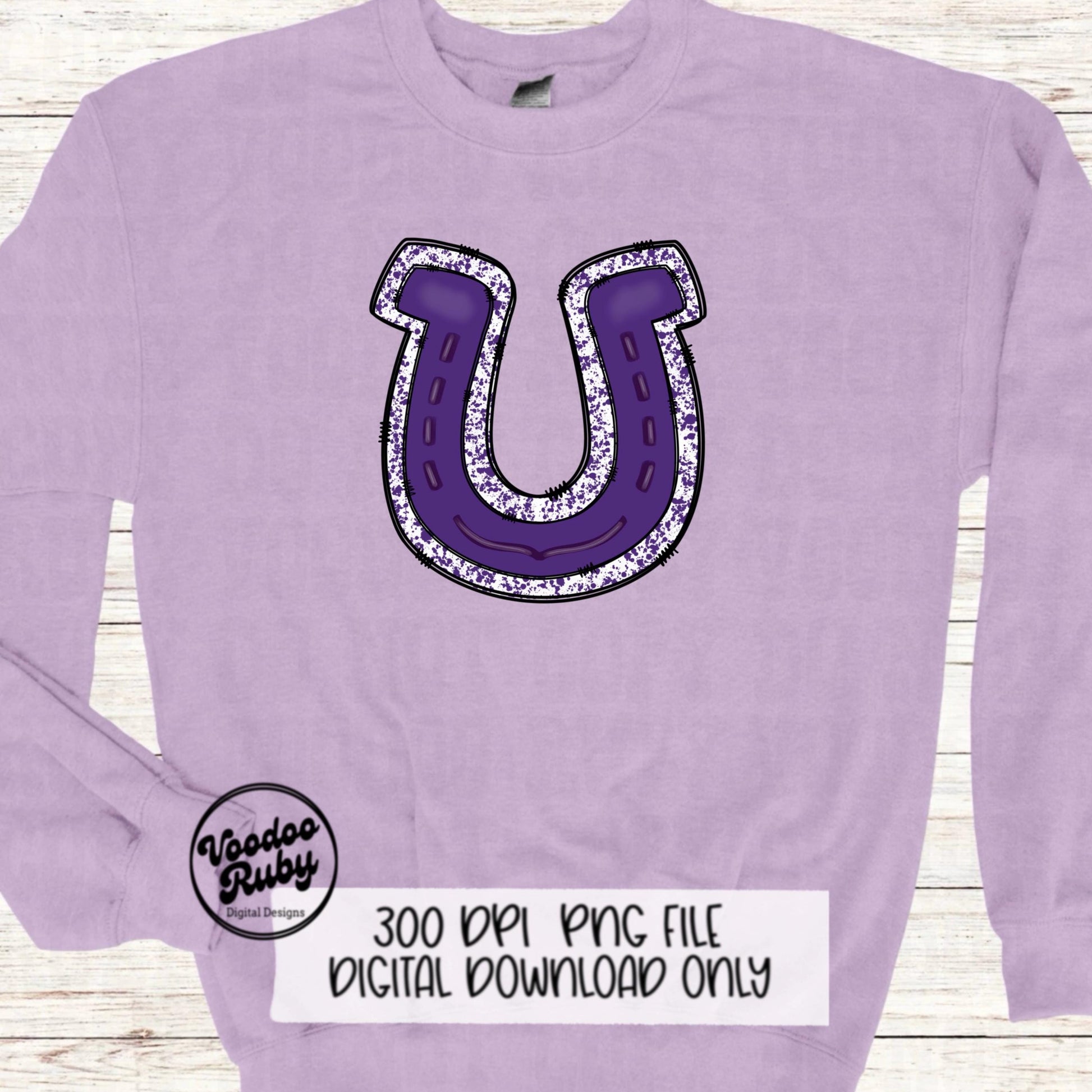 Purple Horseshoe PNG Sublimation Design Hand Drawn Digital Download Mascot PNG Purple png Horseshoe Football DTF Printable Mascot Blanks
