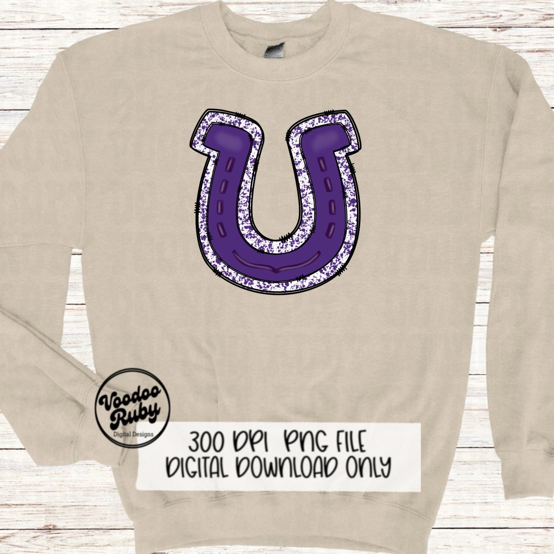 Purple Horseshoe PNG Sublimation Design Hand Drawn Digital Download Mascot PNG Purple png Horseshoe Football DTF Printable Mascot Blanks