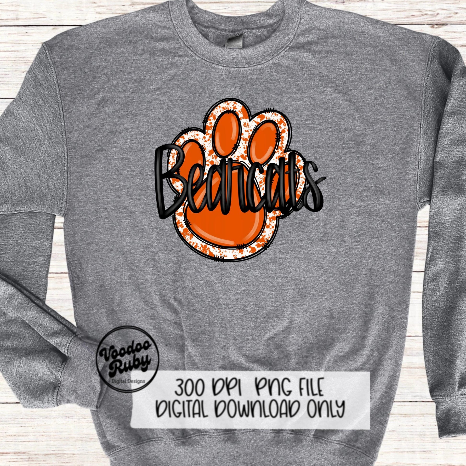 Bearcats PNG Design Hand Drawn Digital Download Sublimation Football PNG Orange Paw Print Bearcats Football DTF Printable