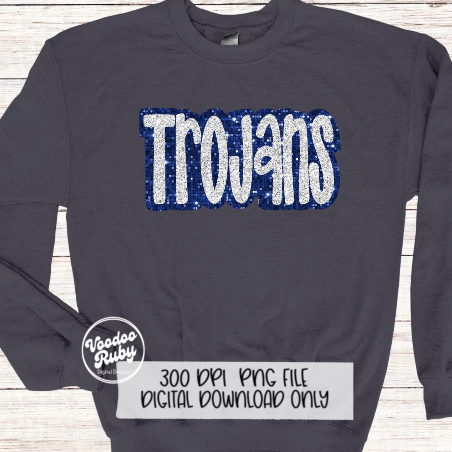 Trojans PNG Design Sequins Glitter Hand Drawn Digital Download Faux Sequins Patch PNG Printable Clip Art Faux Appliqué Trojans Football DTF