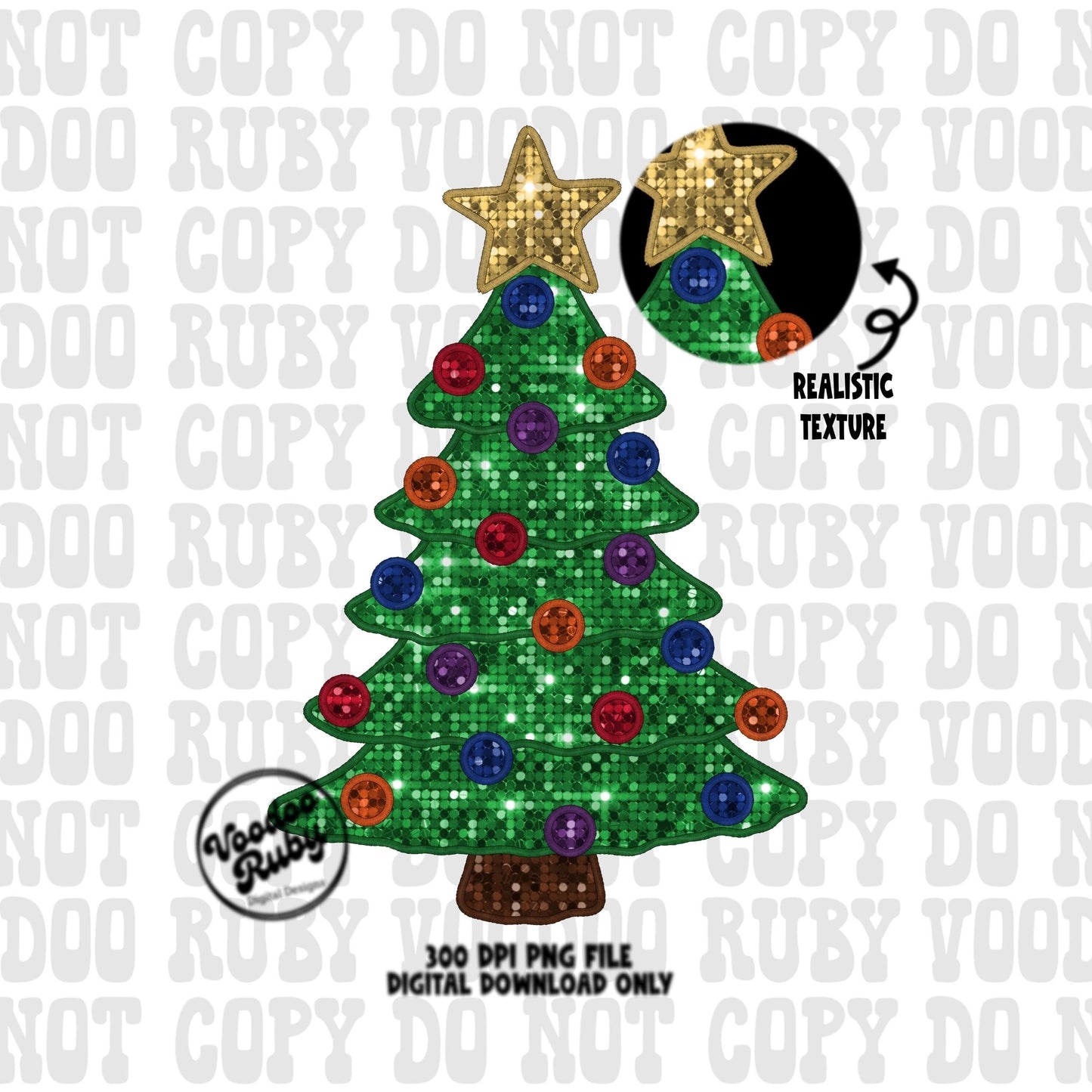 Sequin Christmas Tree PNG Design Sublimation Christmas Faux Embroidery PNG Faux Sequins Dtf Merry Christmas Digital Download Clip Art