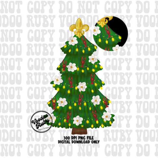 Cajun Christmas Tree PNG Louisiana Sublimation Design Hand Drawn Digital Download Cajun Christmas DTF Printable Cajun Merry Christmas PNG