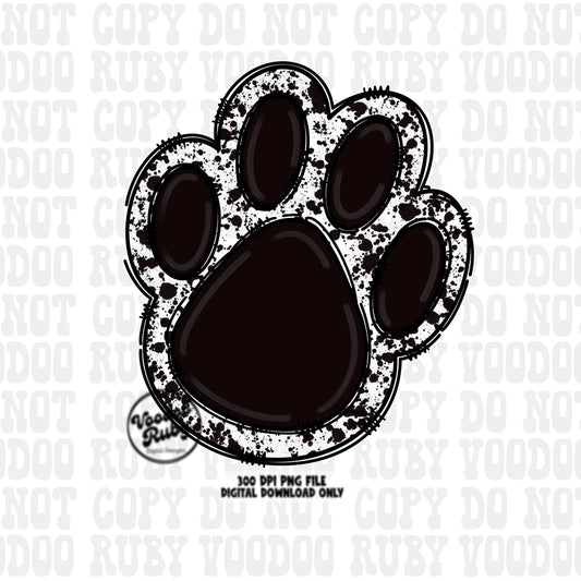 Paw PNG Design Hand Drawn Digital Download Mascot Sublimation Black Paw Print PNG Football DTF Printable Clip Art Cheer png