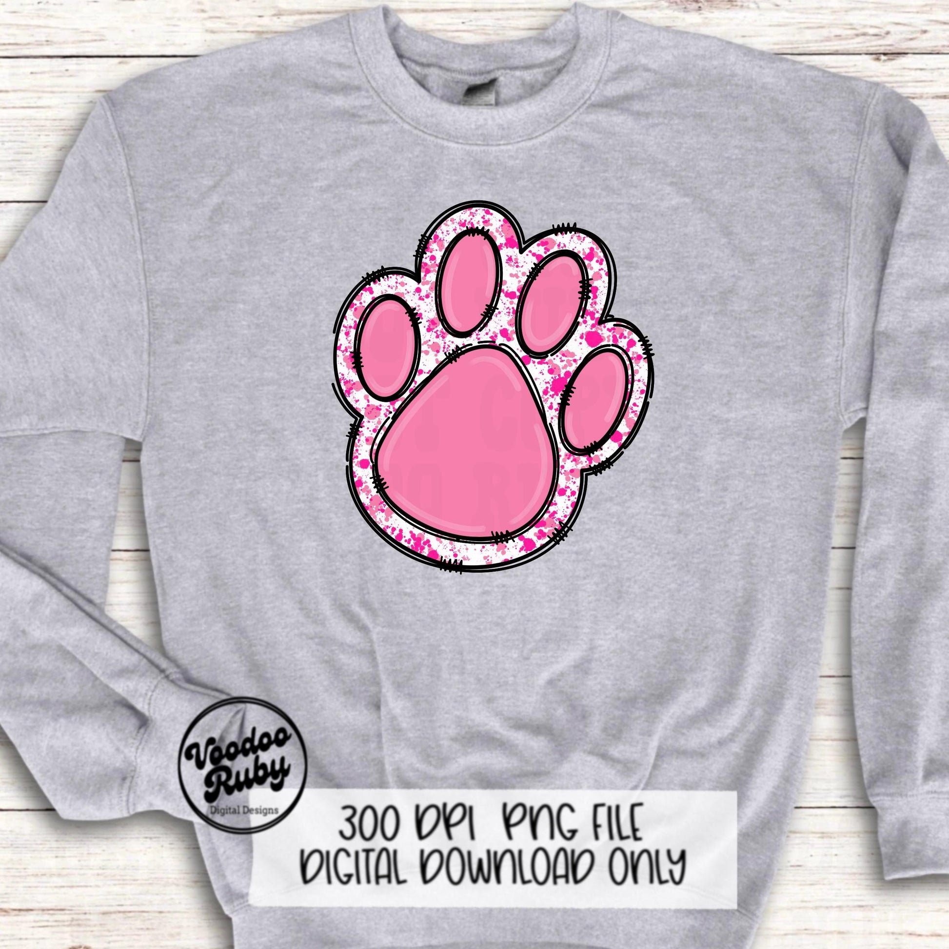Pink Paw PNG Design Sublimation Hand Drawn Digital Download Pink Football png Pink Paw Print Pink October Awareness DTF Mascot Printable