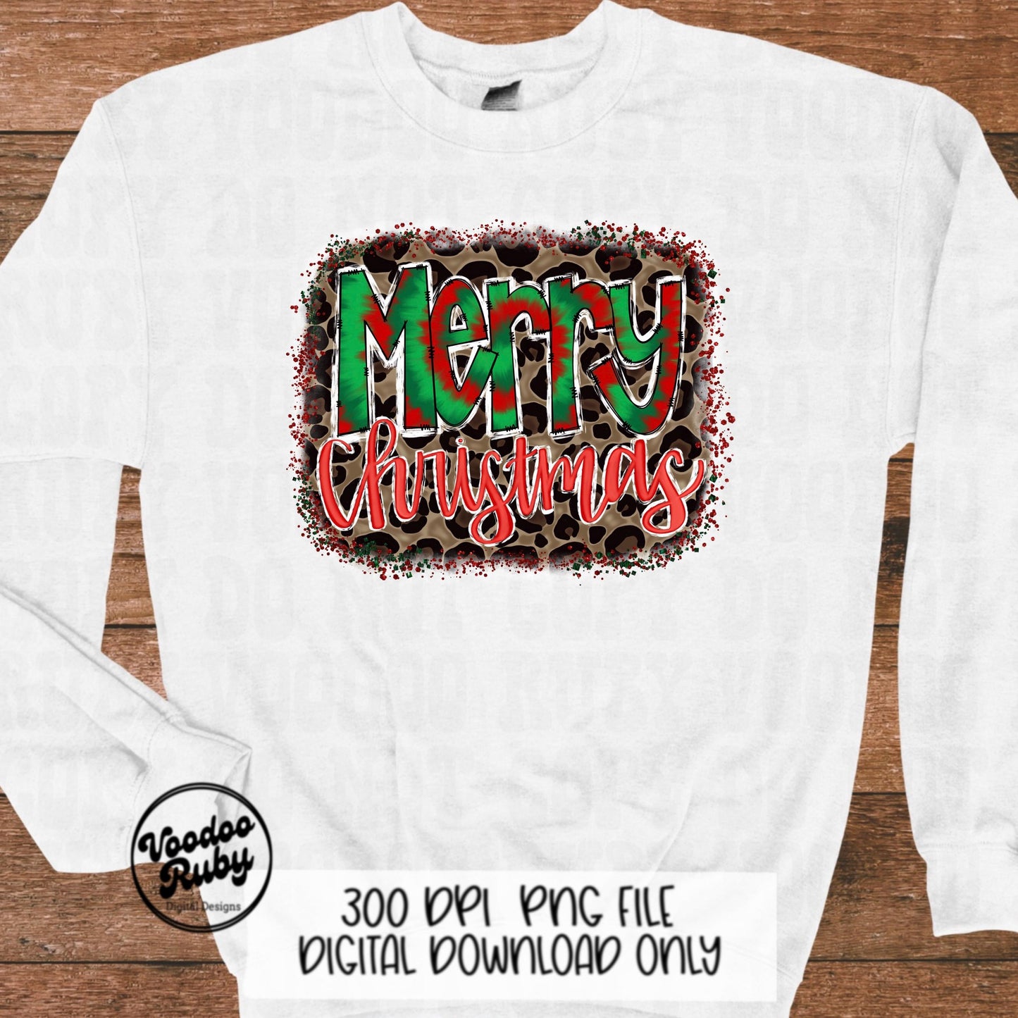 Merry Christmas PNG Design Sublimation Hand Drawn Digital Design Download Christmas Leopard PNG Tie Dye png Clip Art Merry Shirt Printable