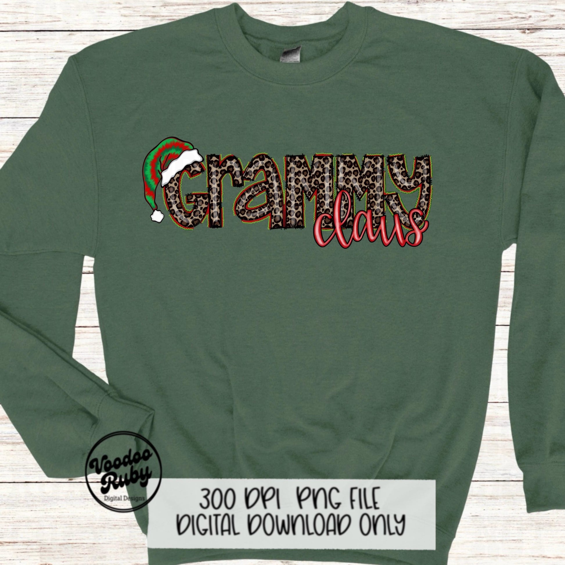Grammy Claus Christmas PNG: Hand-Drawn Santa Digital Design (Downloadable)