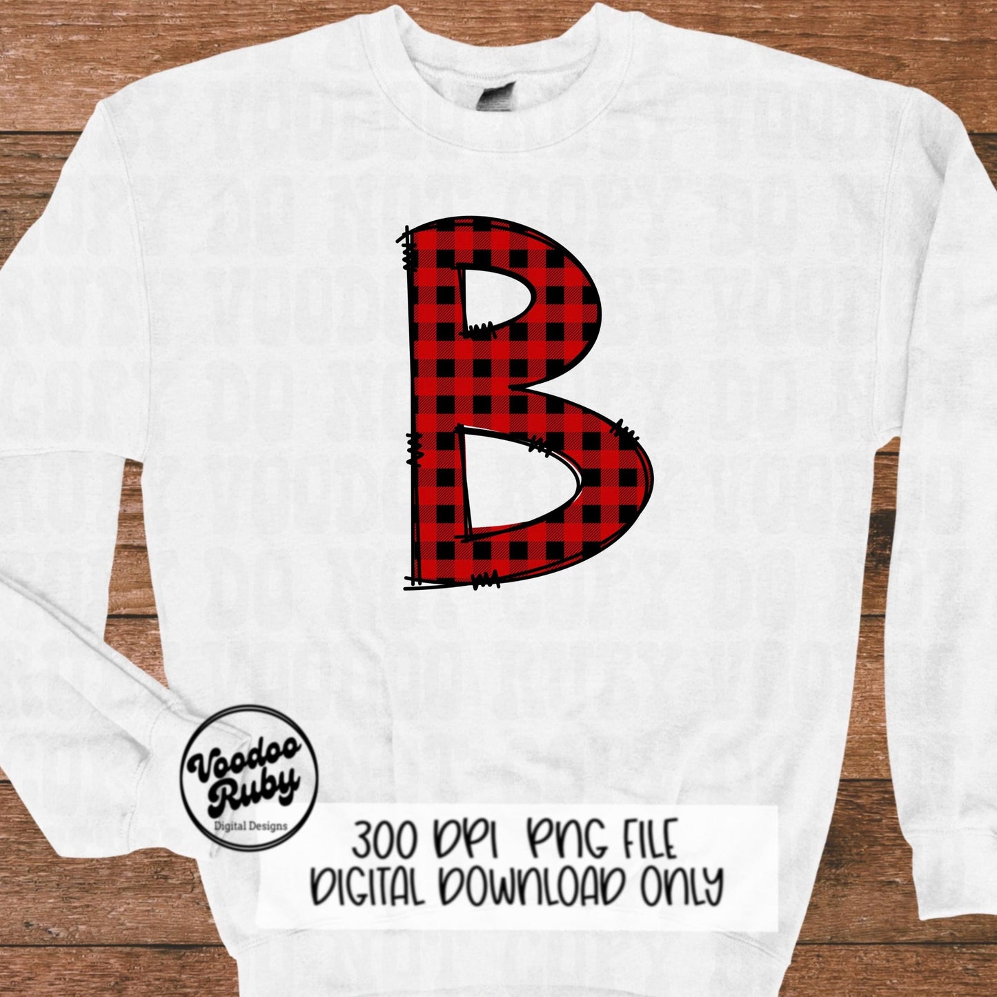 Christmas Alphabet PNG Bundle: Buffalo Plaid Doodle Letters (Digital Download