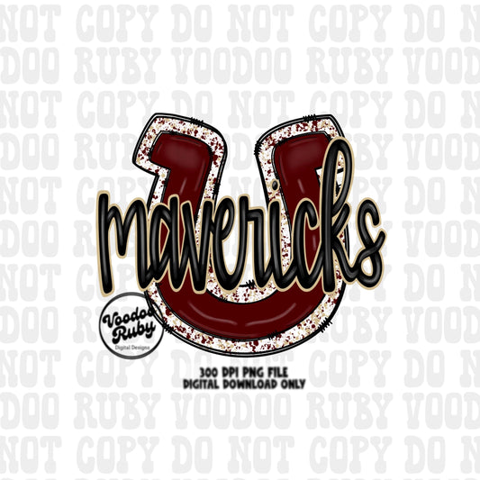 Mavericks PNG Design Hand Drawn Digital Download Sublimation Football PNG Mavericks Maroon Gold Football png Mustangs DTF Printable Mascot