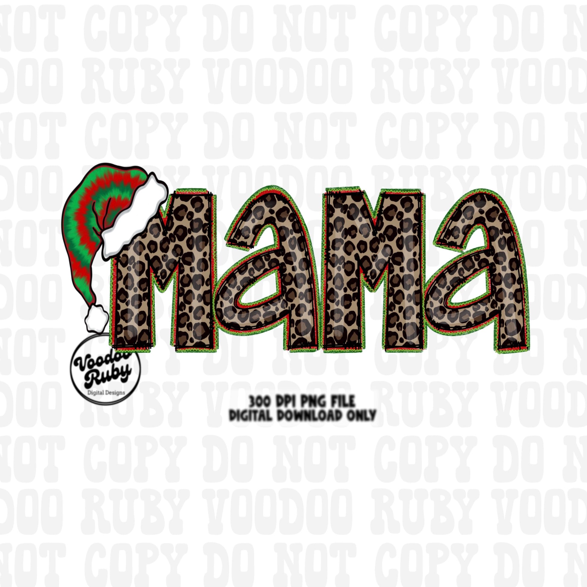 Mama Mini Christmas Bundle Sublimation Design Hand Drawn Digital Design Download Leopard Mama Merry Christmas PNG Clip Art Dtf Printable