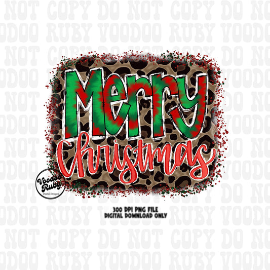 Merry Christmas PNG Design Sublimation Hand Drawn Digital Design Download Christmas Leopard PNG Tie Dye png Clip Art Merry Shirt Printable