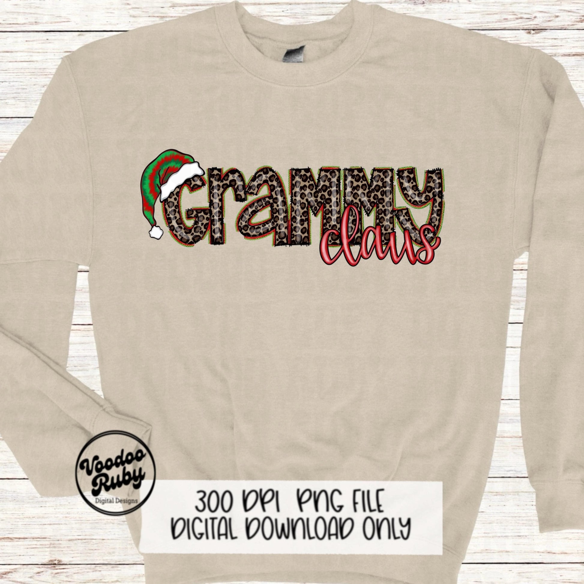 Grammy Claus Christmas PNG: Hand-Drawn Santa Digital Design (Downloadable)