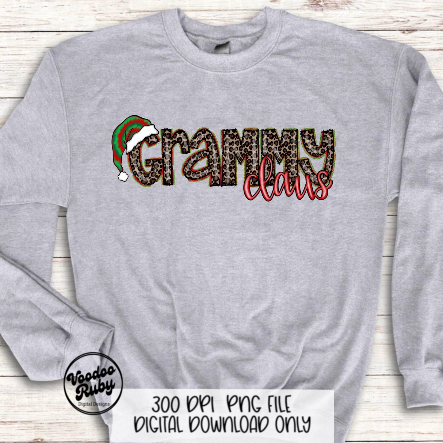 Grammy Claus Christmas PNG: Hand-Drawn Santa Digital Design (Downloadable)
