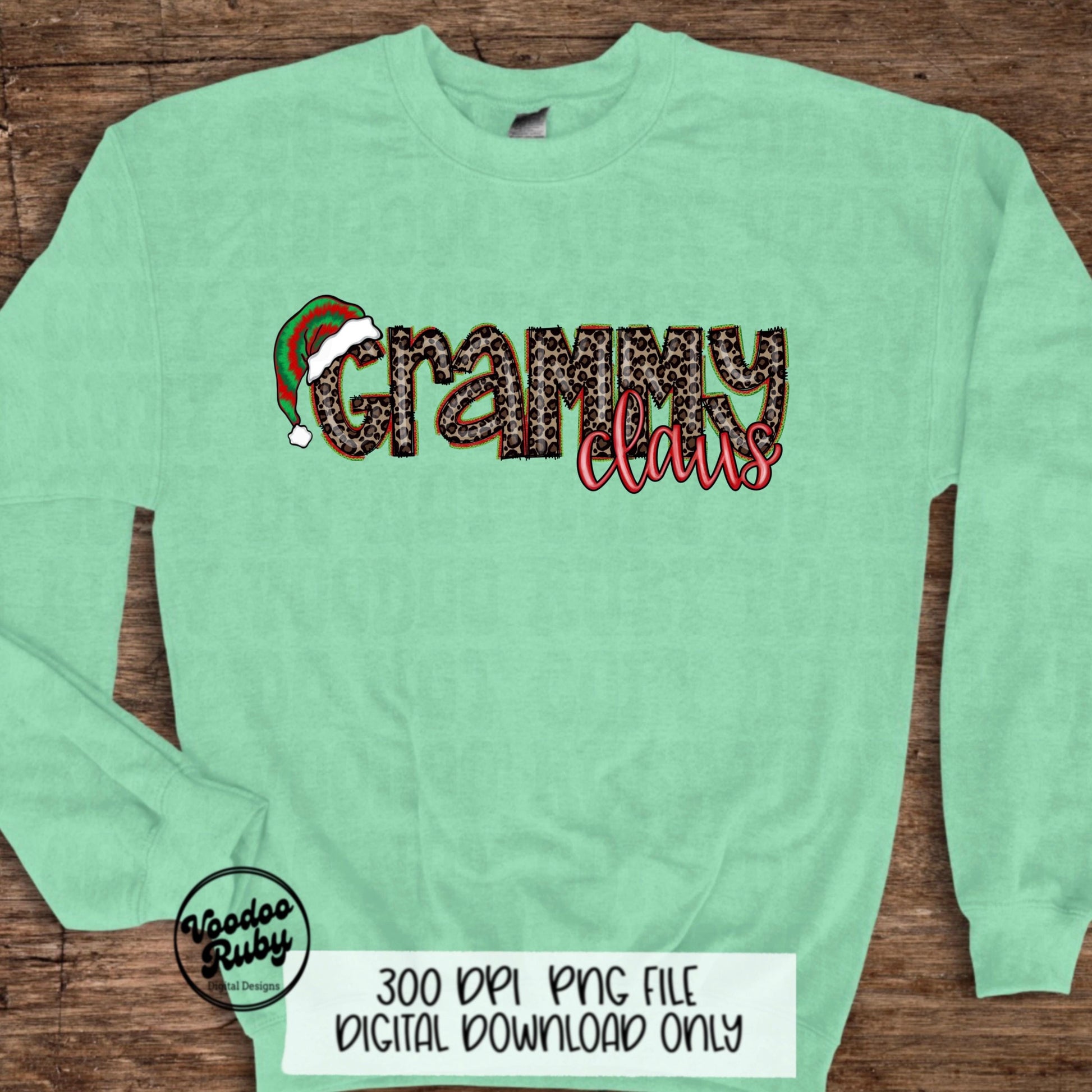 Grammy Claus Christmas PNG: Hand-Drawn Santa Digital Design (Downloadable)