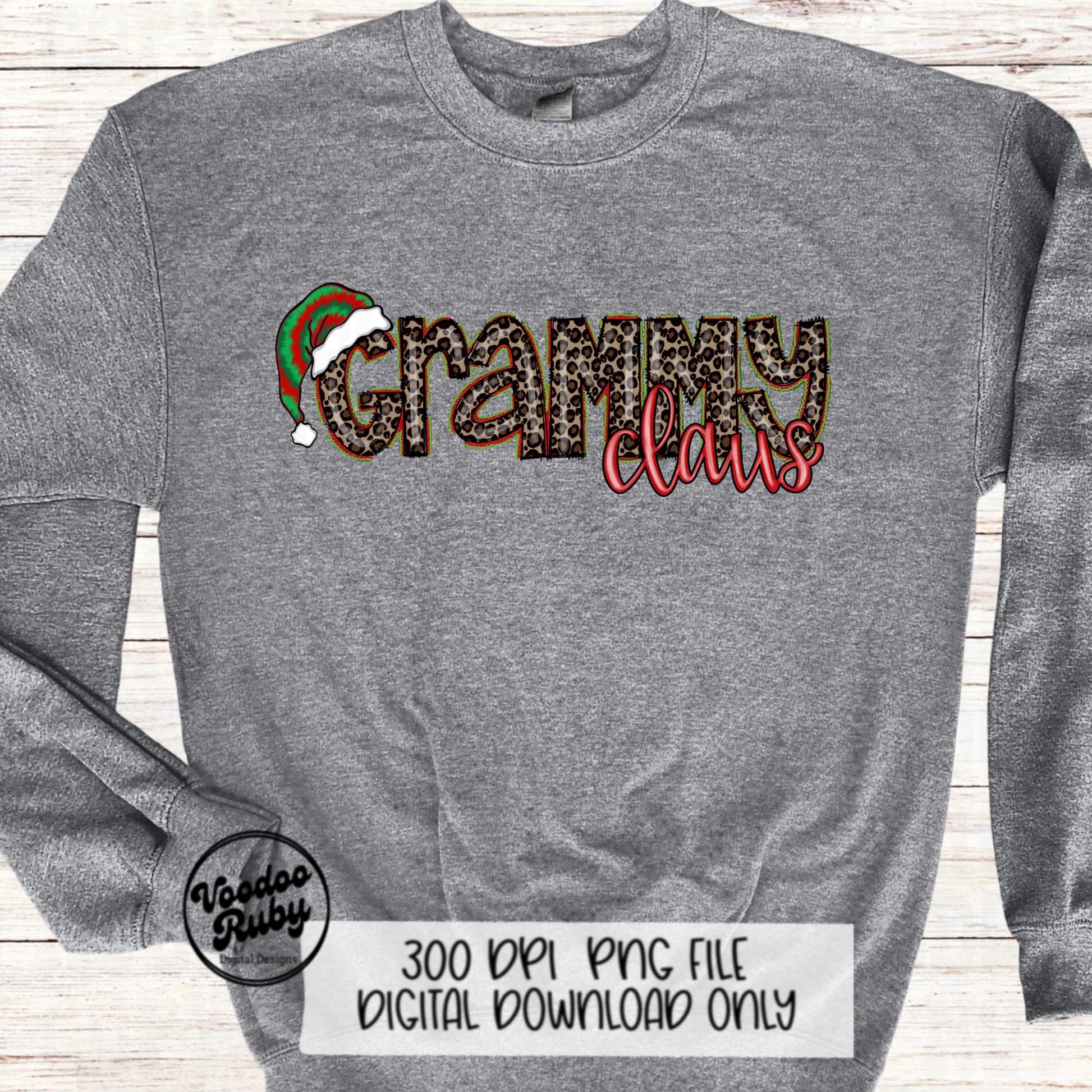 Grammy Claus Christmas PNG: Hand-Drawn Santa Digital Design (Downloadable)
