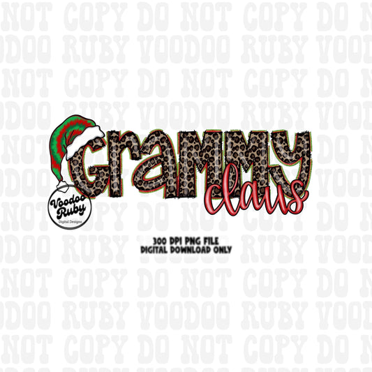 Grammy Claus Christmas PNG: Hand-Drawn Santa Digital Design (Downloadable)
