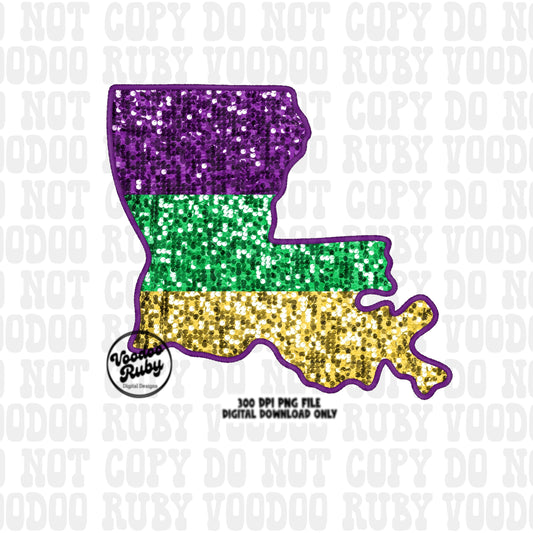 Sequin Mardi Gras PNG: Louisiana Design Digital Download